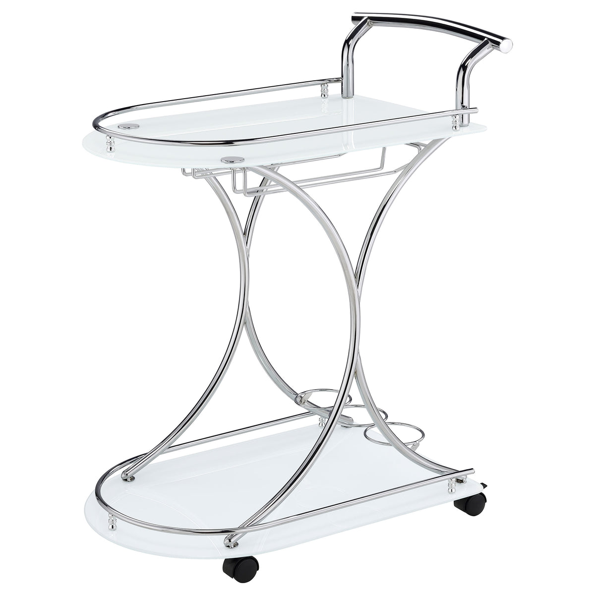 Elfman 2-tier Glass Shelf Metal Bar Cart Chrome - White