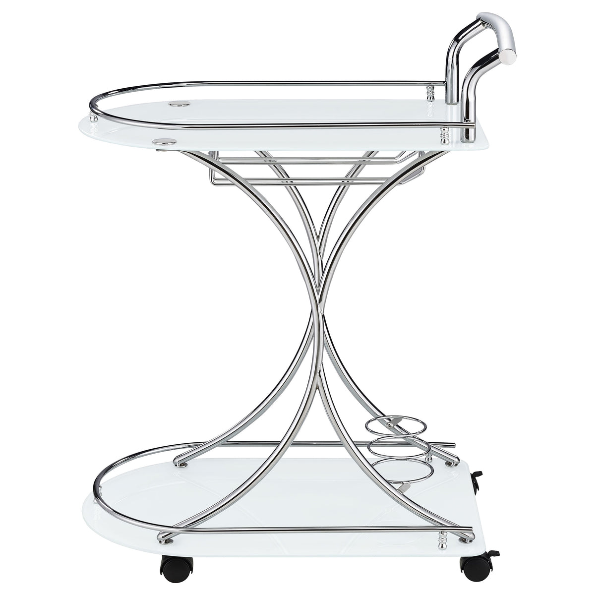 Elfman 2-tier Glass Shelf Metal Bar Cart Chrome - White