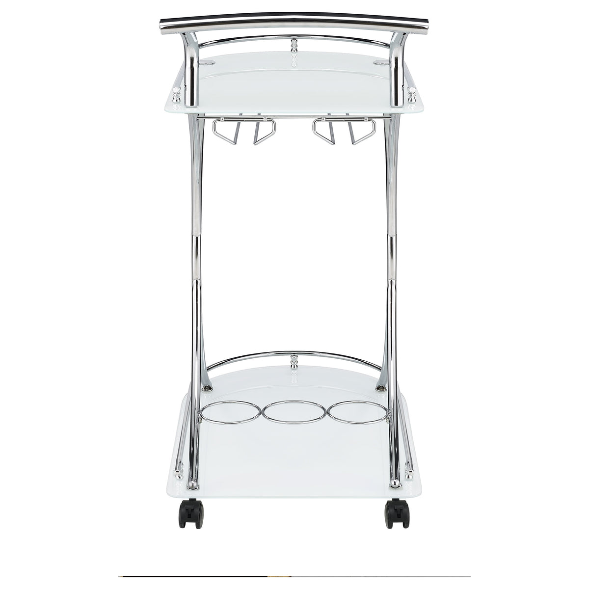 Elfman 2-tier Glass Shelf Metal Bar Cart Chrome - White
