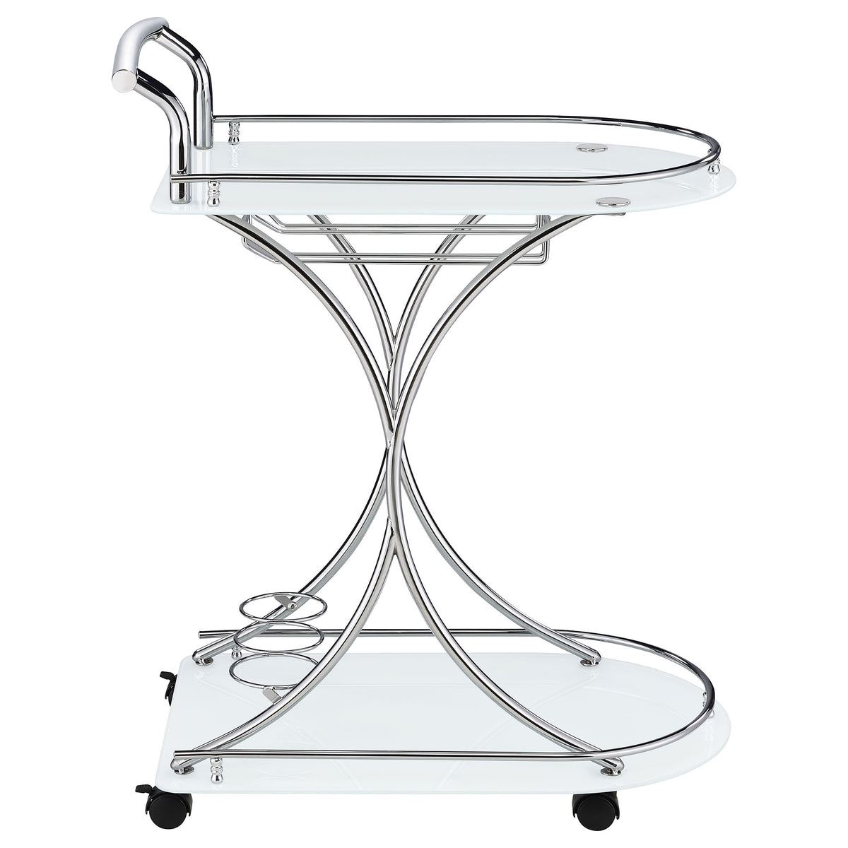 Elfman 2-tier Glass Shelf Metal Bar Cart Chrome - White