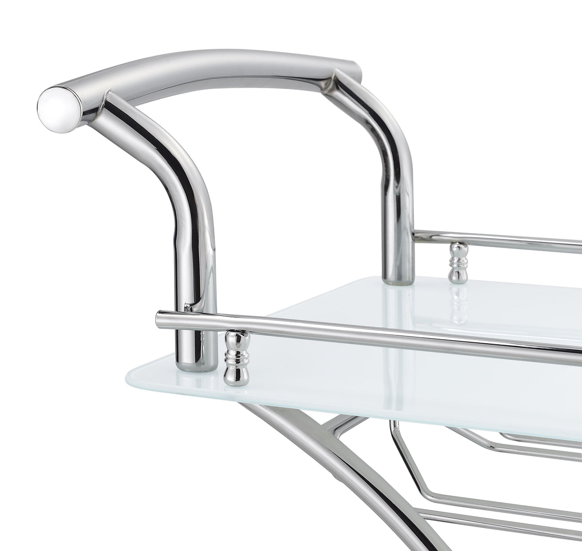 Elfman 2-tier Glass Shelf Metal Bar Cart Chrome - White