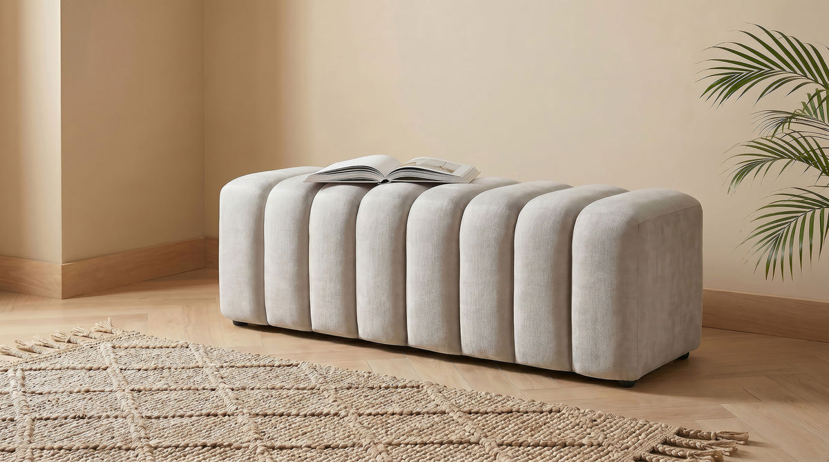 Summer Upholstered Channel Accent Bench - Greige