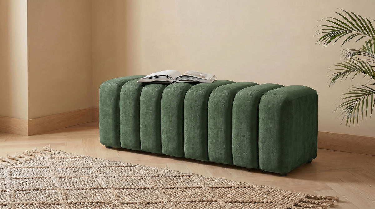 Summer Upholstered Channel Accent Bench - Green