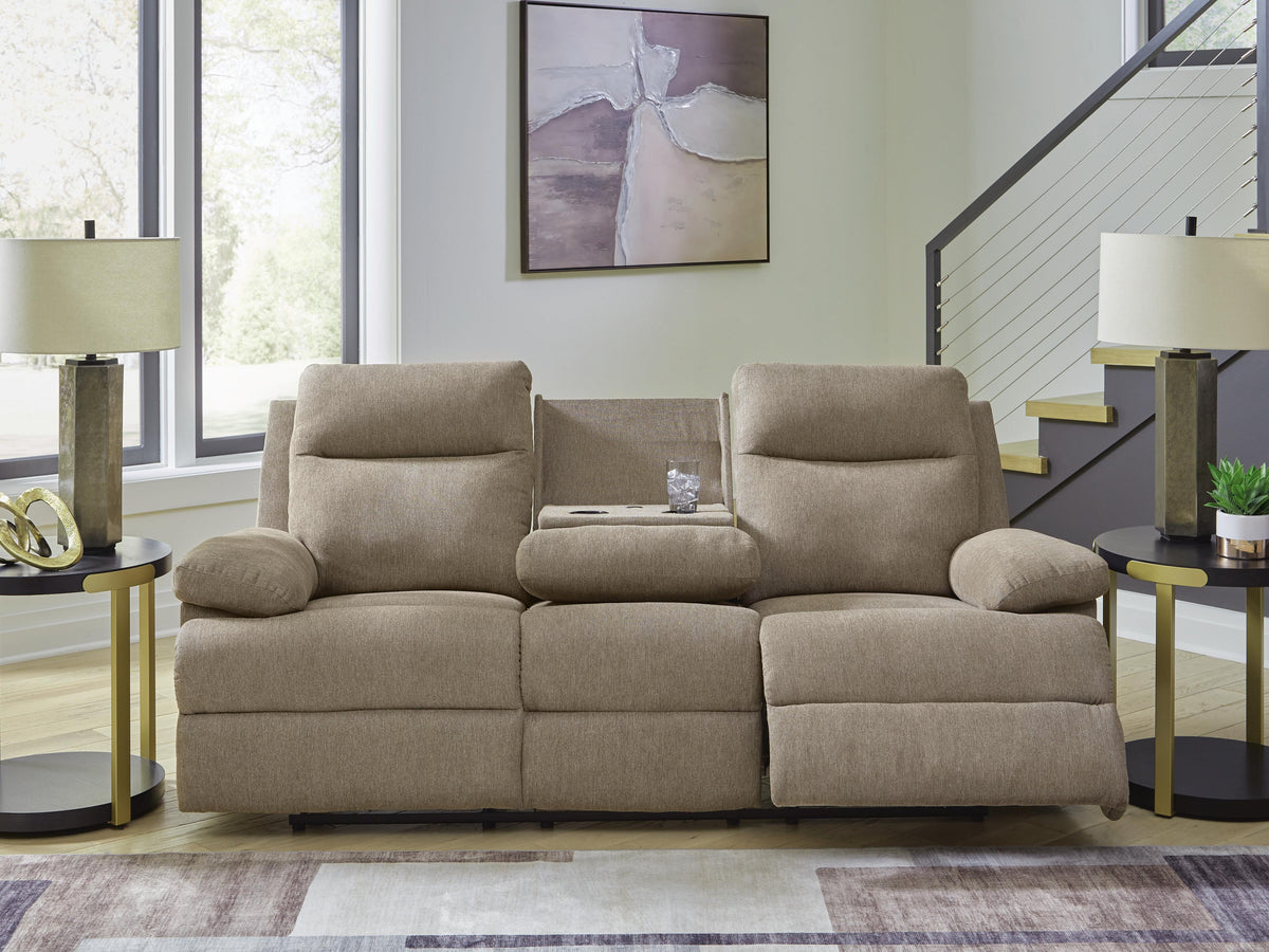 Side-Swipe REC Sofa w/Drop Down Table Chenille