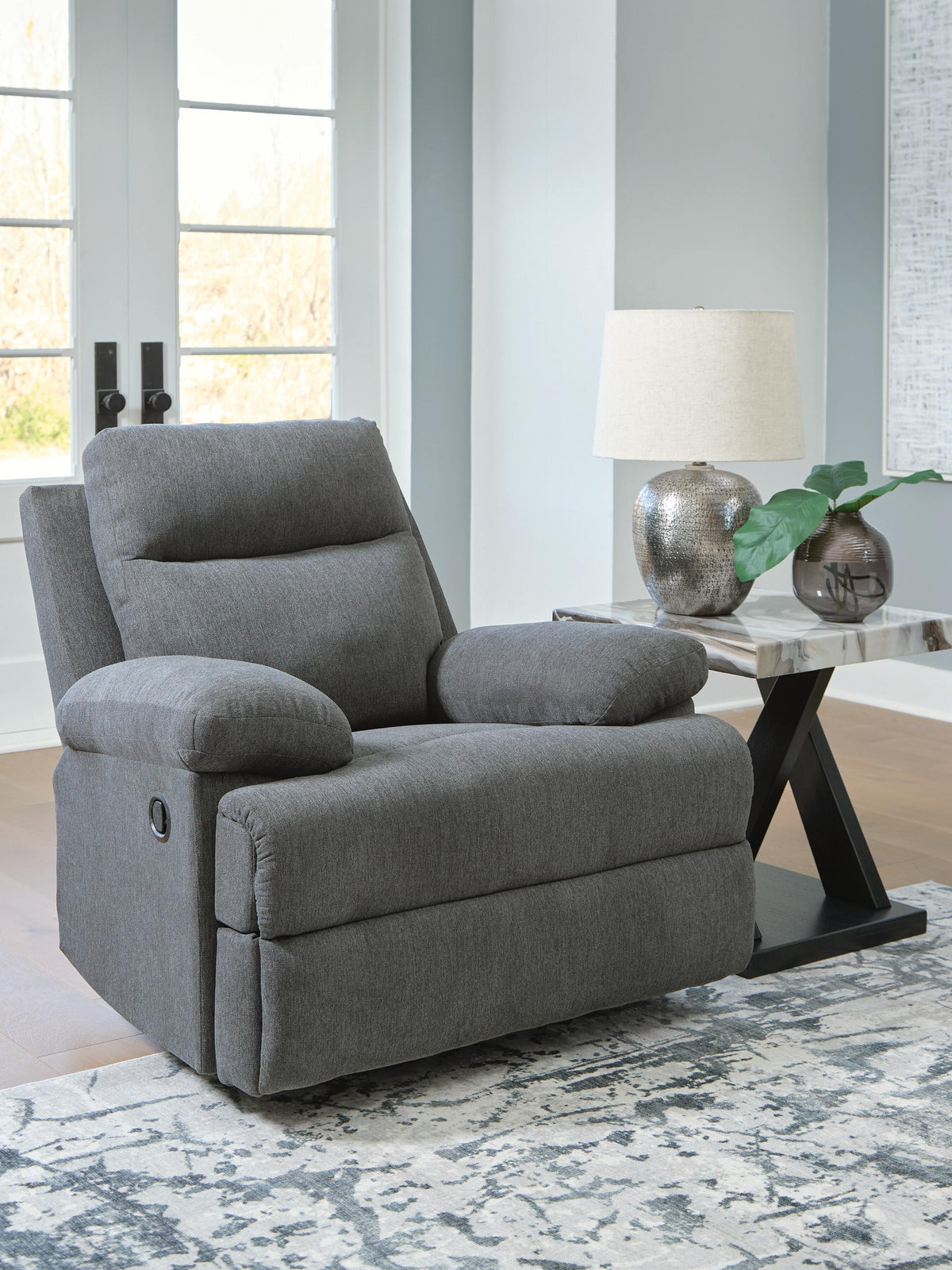 Side-Swipe Rocker Recliner Chenille