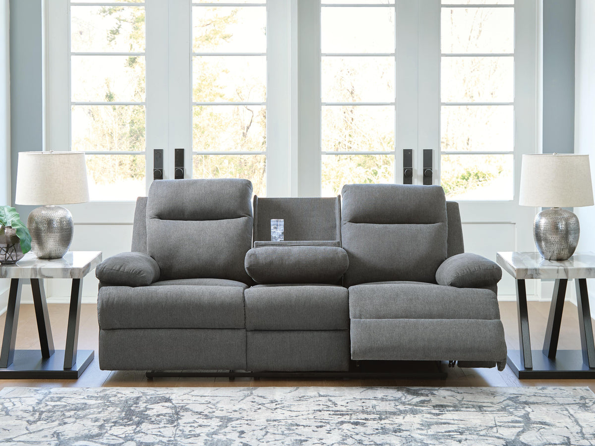 Side-Swipe REC Sofa w/Drop Down Table Chenille