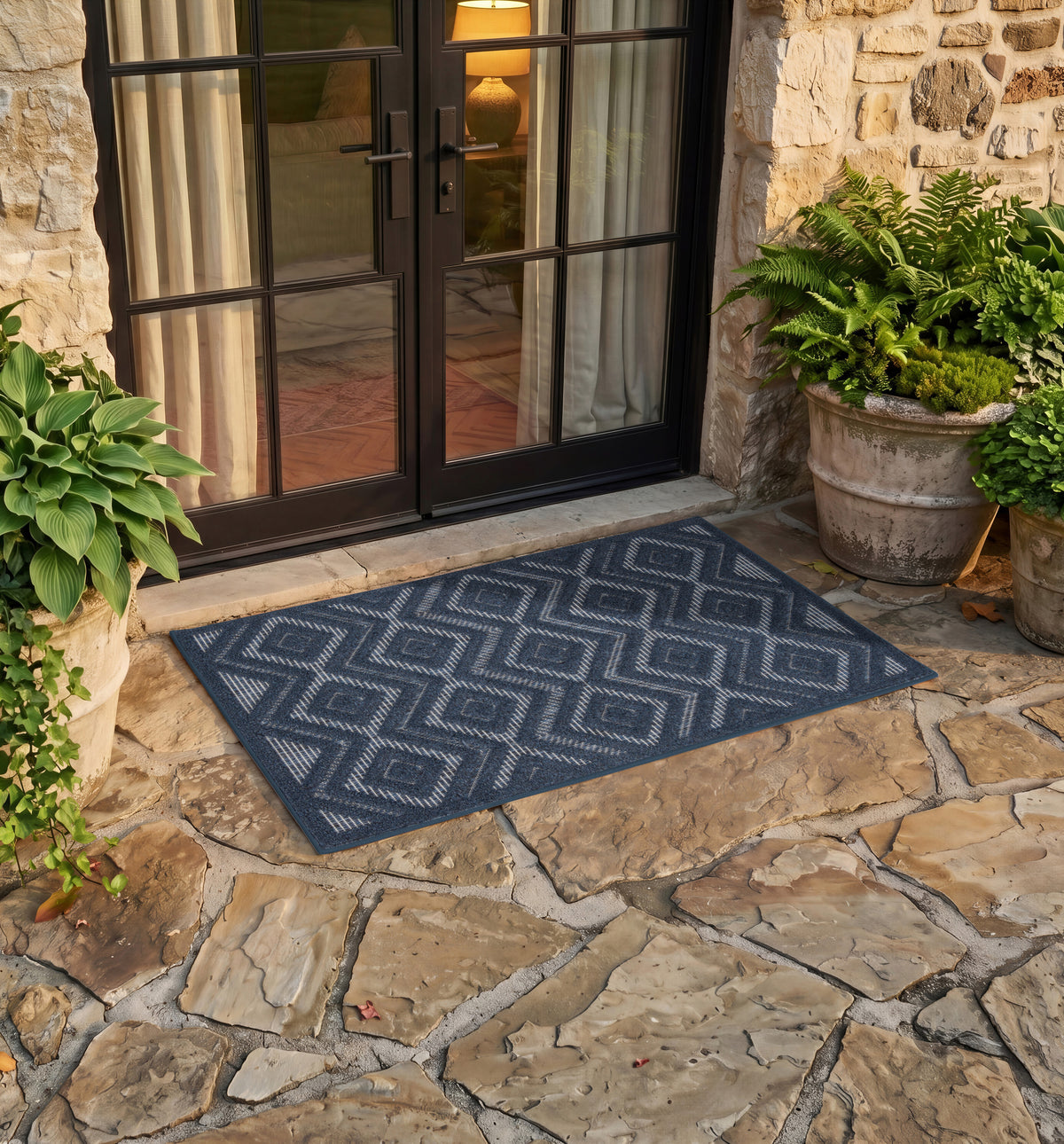 Versatile NRV01 Navy Blue Rug - room scene
