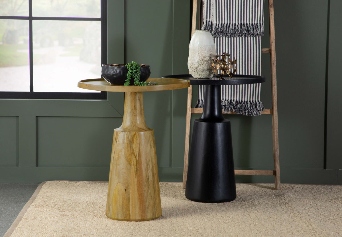 Ixia Round Solid Mango Wood Accent Side Table - Natural