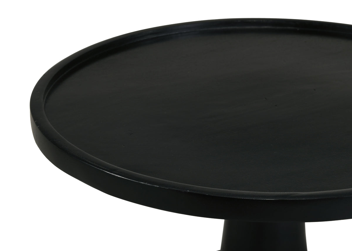 Ixia Round Solid Mango Wood Accent Side Table - Black Stain