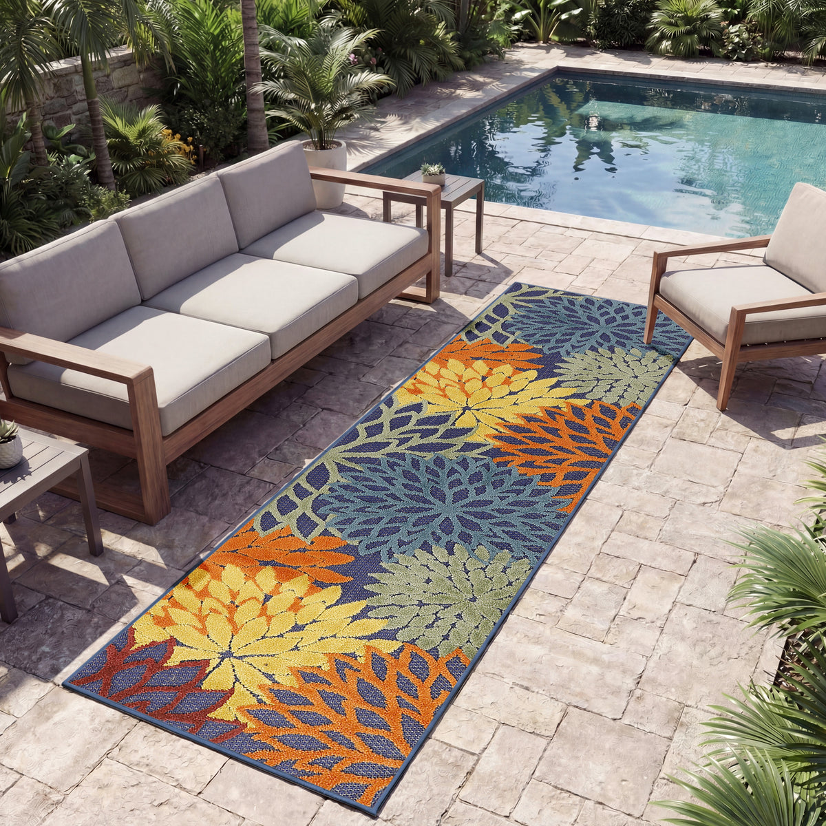 Aloha ALH05 Navy Multicolor Rug - room scene