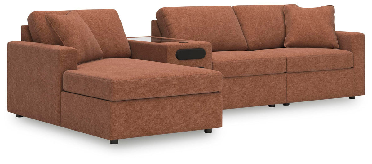 Modmax 4-Piece Sectional with Chaise and Audio Console Next-Gen Nuvella™ Performance Fabric
