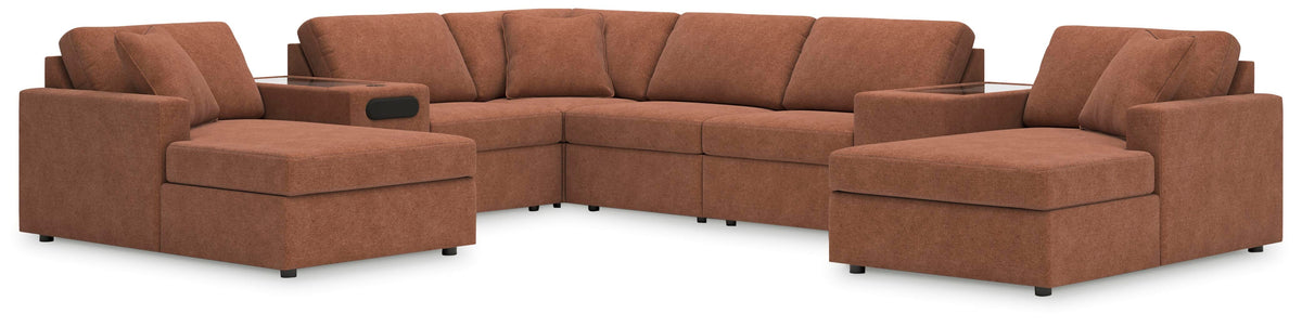 Modmax 8-Piece Double Chaise Sectional with Audio and Storage Consoles Next-Gen Nuvella™ Performance Fabric
