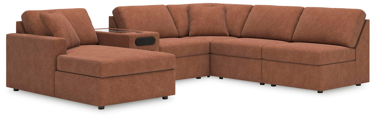 Modmax 6-Piece Sectional with Chaise and Audio Console Next-Gen Nuvella™ Performance Fabric