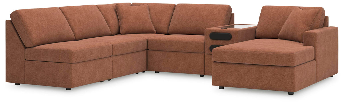 Modmax 6-Piece Sectional with Chaise and Audio Console Next-Gen Nuvella™ Performance Fabric