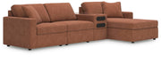Modmax 4-Piece Sectional with Chaise and Audio Console Next-Gen Nuvella™ Performance Fabric