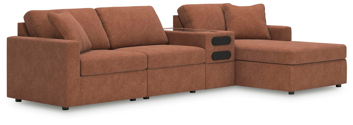 Modmax 4-Piece Sectional with Chaise and Audio Console Next-Gen Nuvella™ Performance Fabric
