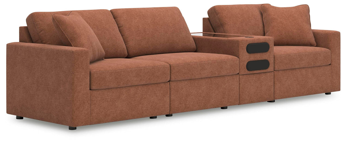 Modmax 4-Piece Sectional with Audio Console Next-Gen Nuvella™ Performance Fabric