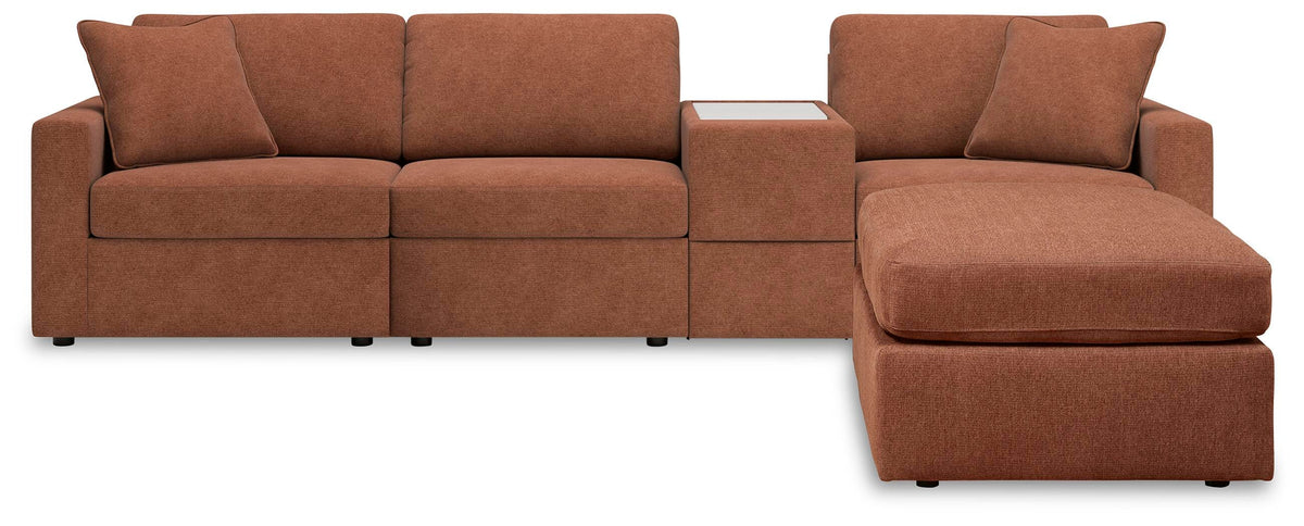 Modmax 4-Piece Sectional and Ottoman - Spice