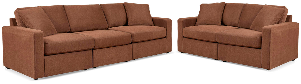 Modmax 3-Piece Sectional Sofa and 2-Piece Sectional Loveseat - Spice