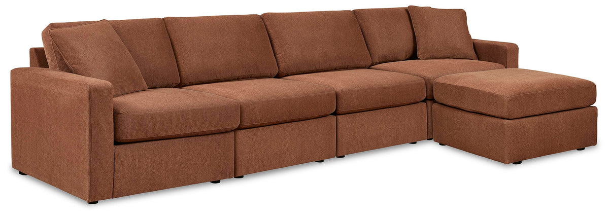 Modmax 4-Piece Sectional and Ottoman - Spice