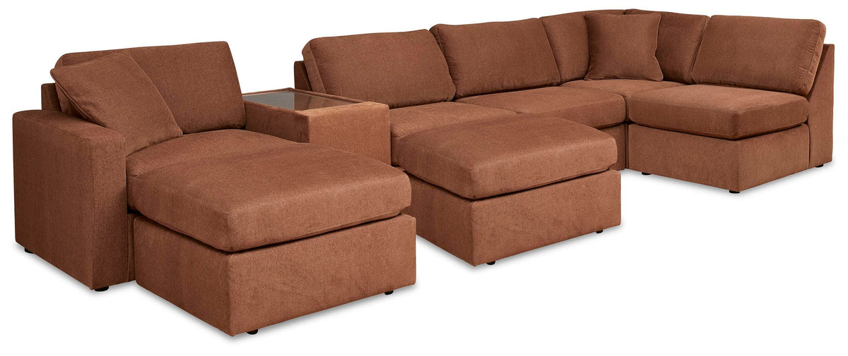 Modmax 6-Piece Sectional and 2 Ottomans - Spice