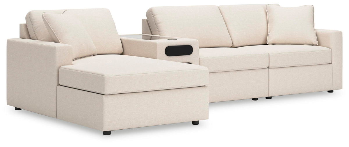 Modmax 4-Piece Sectional with Chaise and Audio Console Next-Gen Nuvella™ Performance Fabric