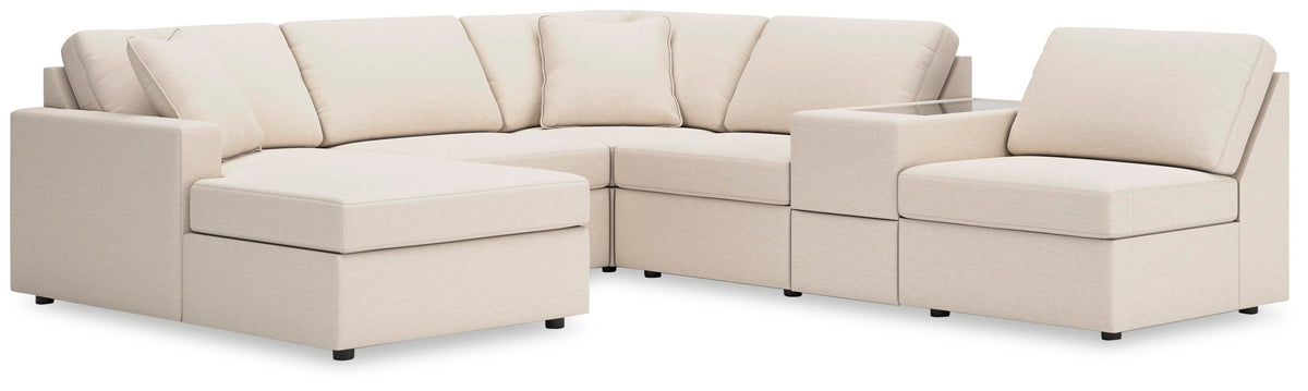 Modmax 6-Piece Sectional with Chaise and Storage Console Next-Gen Nuvella™ Performance Fabric