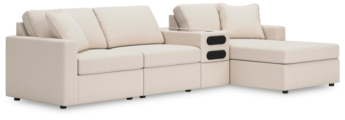 Modmax 4-Piece Sectional with Chaise and Audio Console Next-Gen Nuvella™ Performance Fabric