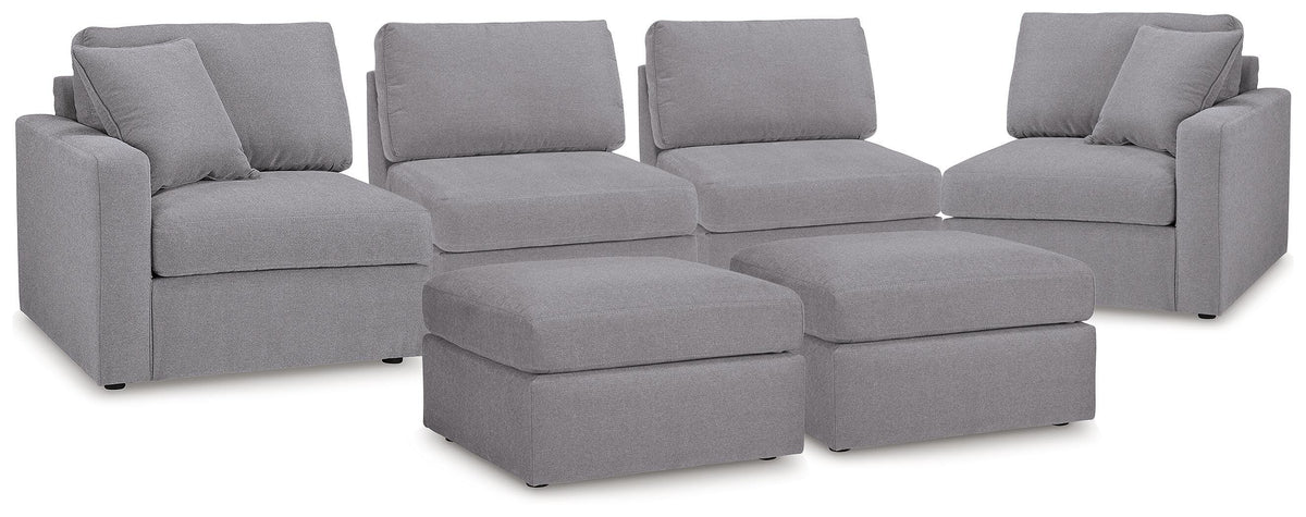 Modmax 4-Piece Sectional and 2 Ottomans - Granite