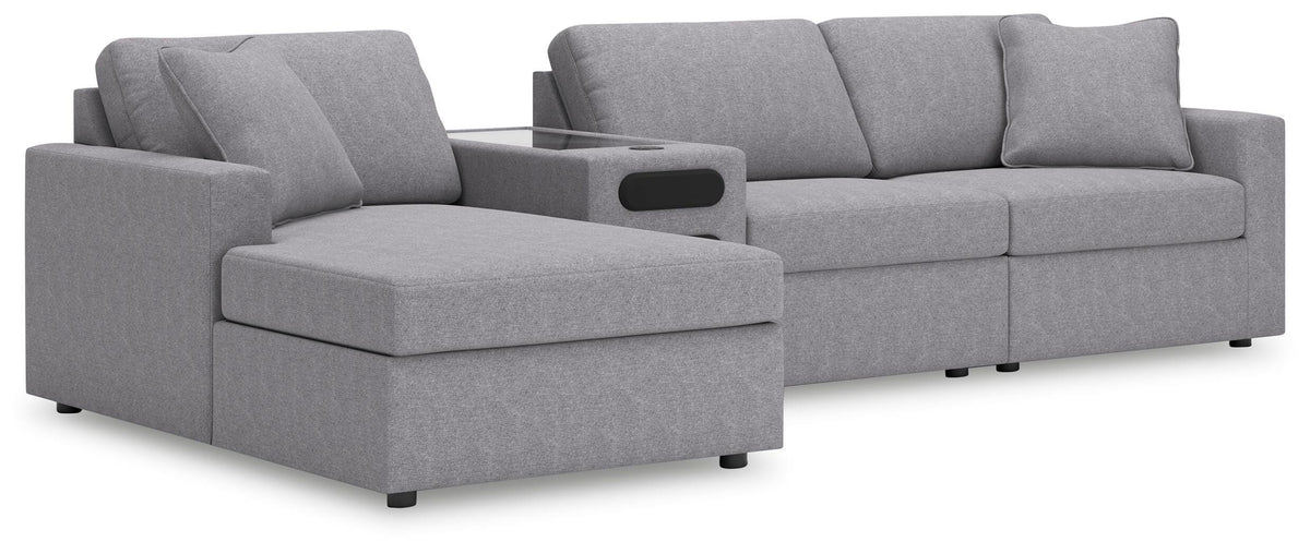 Modmax 4-Piece Sectional with Chaise and Audio Console Next-Gen Nuvella™ Performance Fabric
