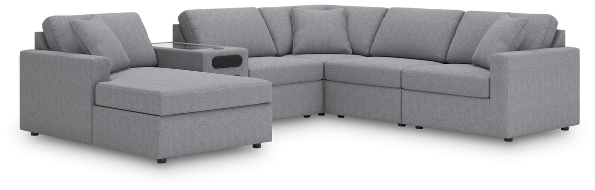 Modmax 6-Piece Sectional with Audio System and Chaise Next-Gen Nuvella™ Performance Fabric