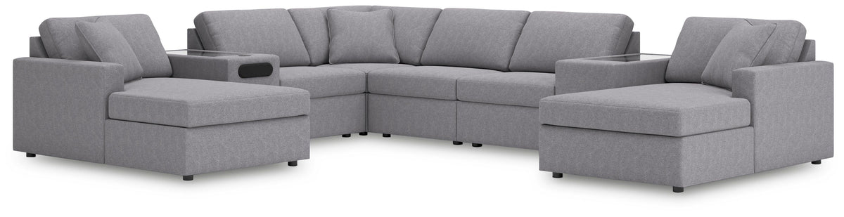 Modmax 8-Piece Double Chaise Sectional with Audio and Storage Consoles Next-Gen Nuvella™ Performance Fabric