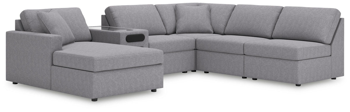 Modmax 6-Piece Sectional with Chaise and Audio Console Next-Gen Nuvella™ Performance Fabric