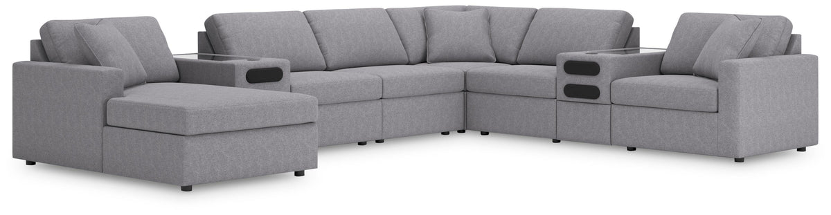 Modmax 8-PC Sectional with Chaise and Audio Consoles Next-Gen Nuvella™ Performance Fabric