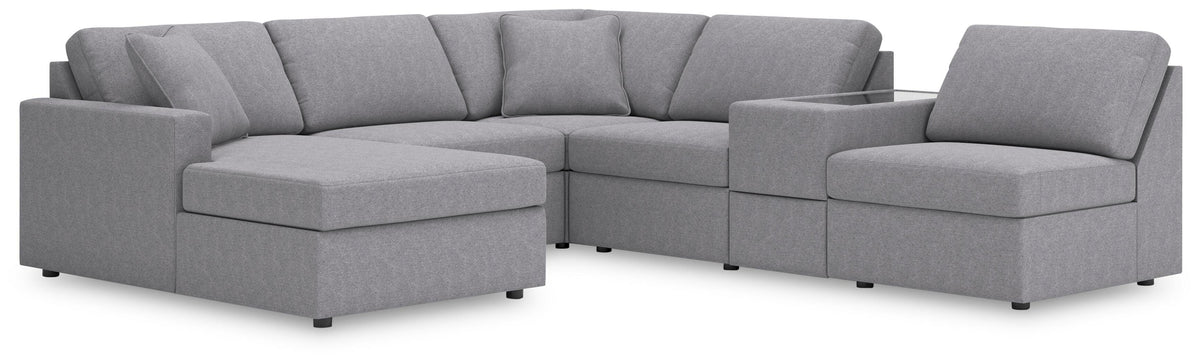 Modmax 6-Piece Sectional with Chaise and Storage Console Next-Gen Nuvella™ Performance Fabric
