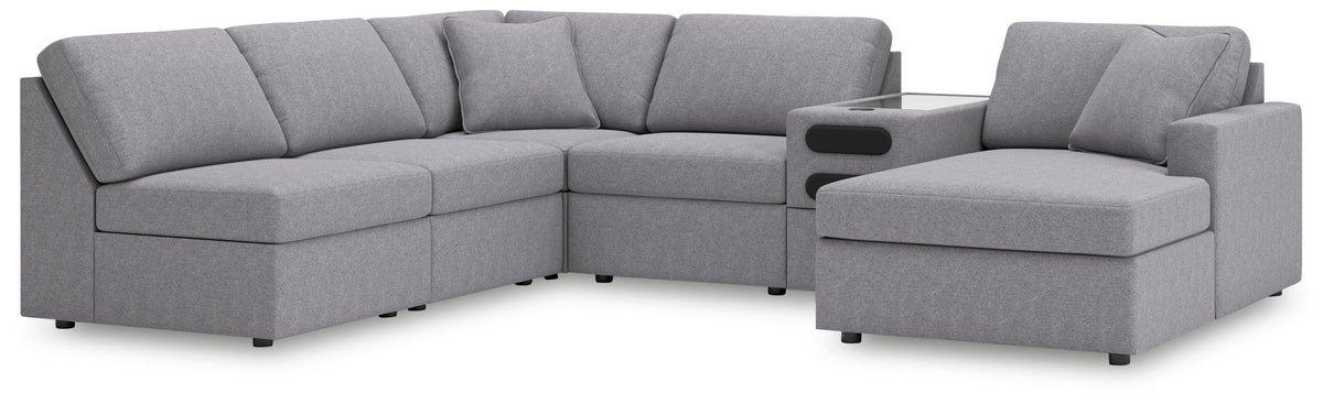 Modmax 6-Piece Sectional with Chaise and Audio Console Next-Gen Nuvella™ Performance Fabric