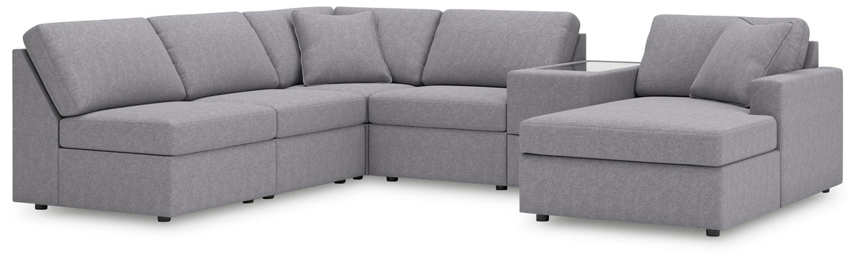 Modmax 6-Piece Sectional with Chaise and Storage Console Next-Gen Nuvella™ Performance Fabric