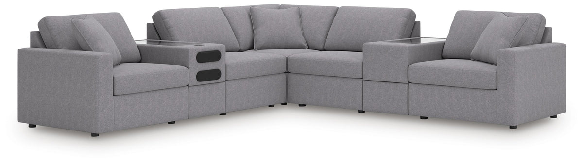 Modmax 7-Piece Balanced Sectional with Audio and Storage Consoles Next-Gen Nuvella™ Performance Fabric