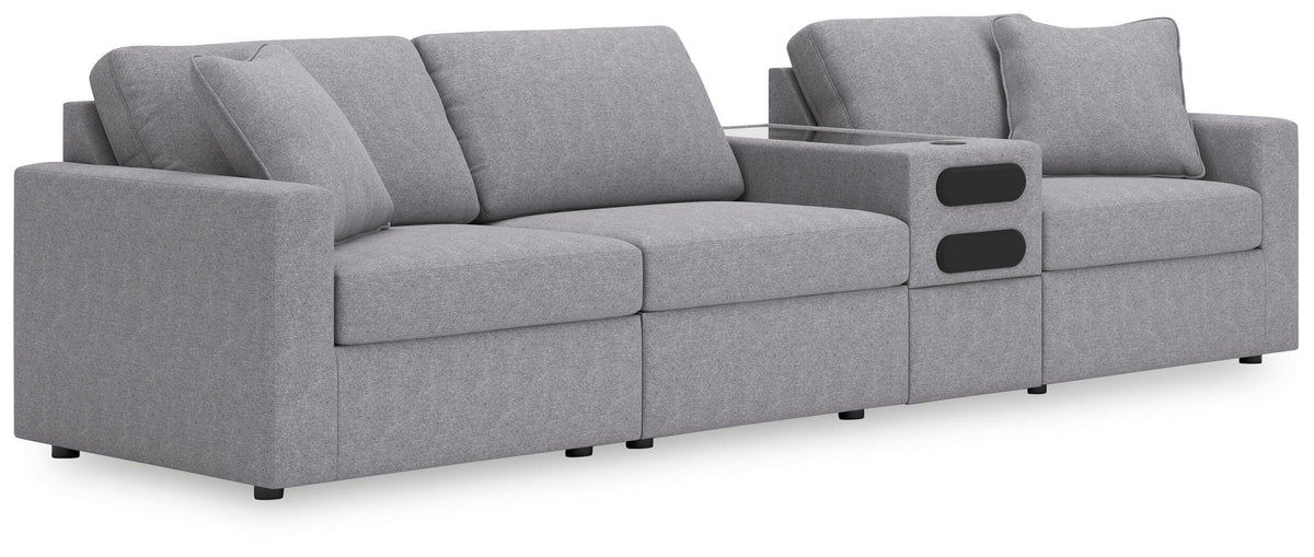 Modmax 4-Piece Sectional with Audio Console Next-Gen Nuvella™ Performance Fabric