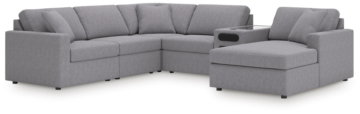 Modmax 6-Piece Sectional with Audio System and Chaise Next-Gen Nuvella™ Performance Fabric