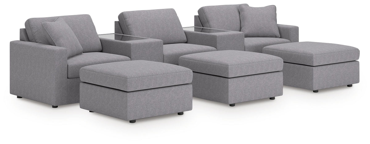 Modmax 5-Piece Sectional and 3 Ottomans - Granite