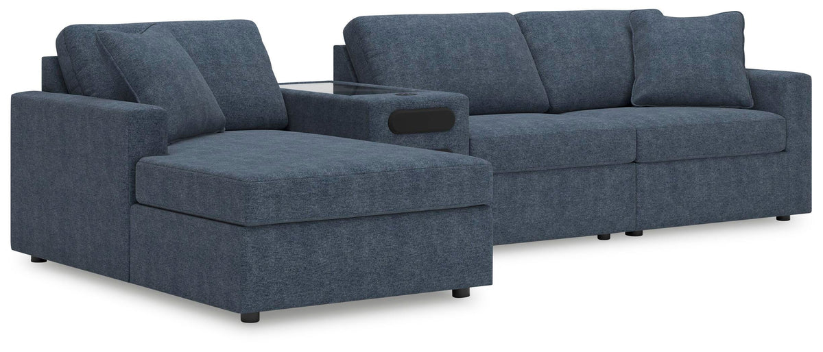 Modmax 4-Piece Sectional with Chaise and Audio Console Next-Gen Nuvella™ Performance Fabric