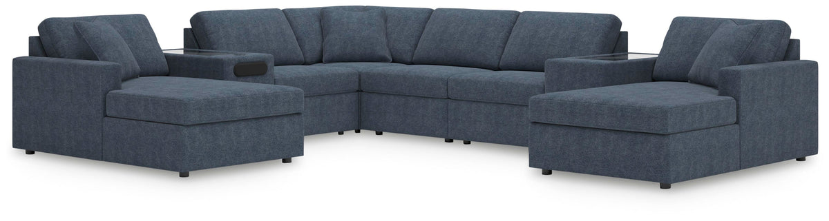 Modmax 8-Piece Double Chaise Sectional with Audio and Storage Consoles Next-Gen Nuvella™ Performance Fabric