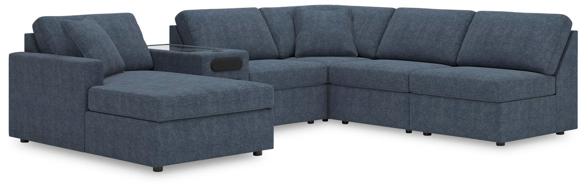 Modmax 6-Piece Sectional with Chaise and Audio Console Next-Gen Nuvella™ Performance Fabric