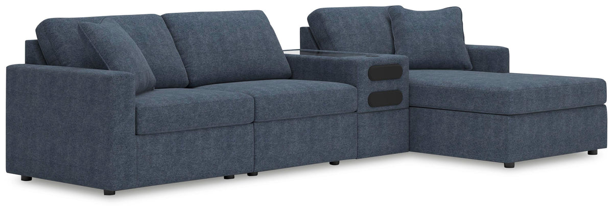 Modmax 4-Piece Sectional with Chaise and Audio Console Next-Gen Nuvella™ Performance Fabric