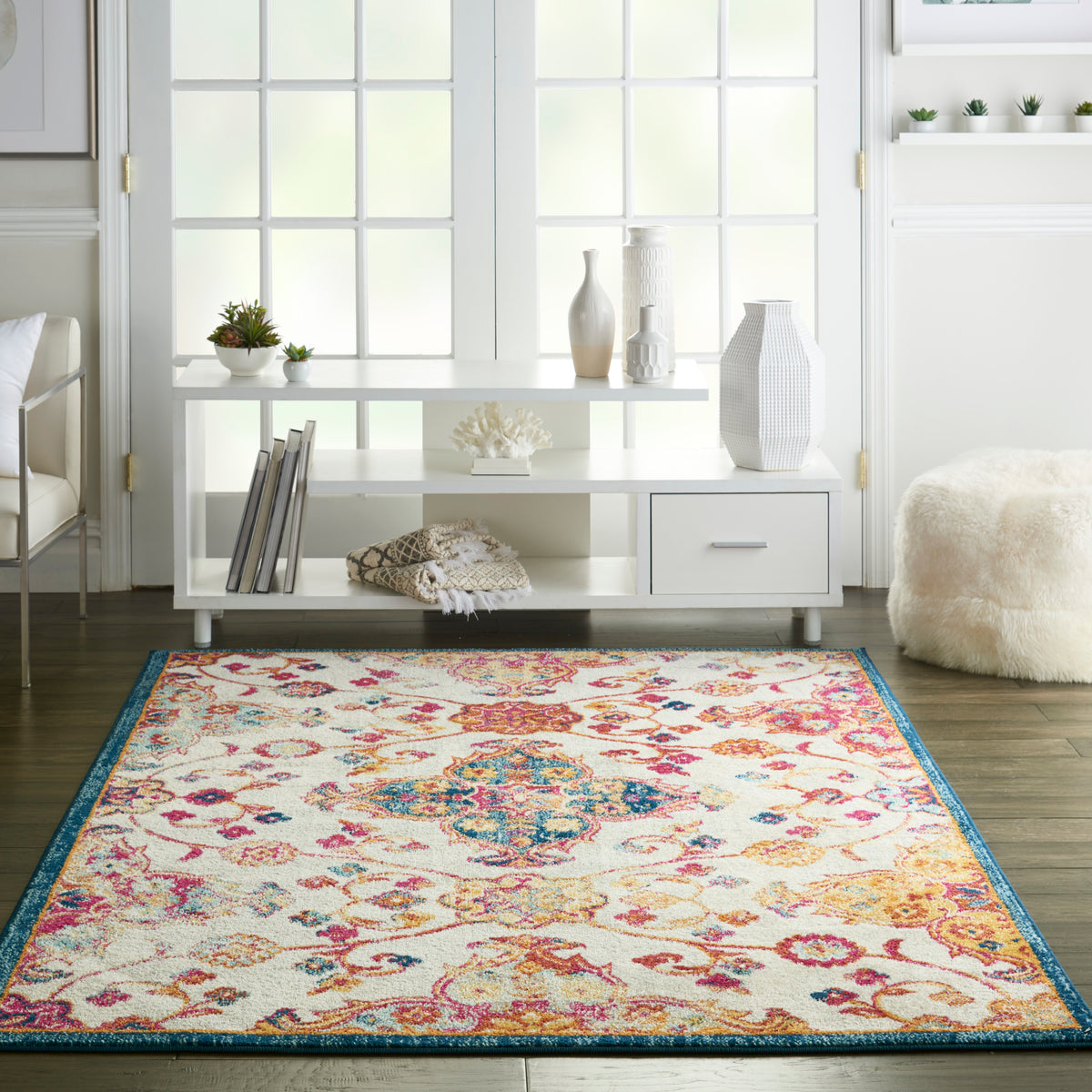Persian Vintage PRV04 Ivory Multicolor Rug - room scene
