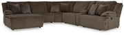 Top Tier 6-Piece Reclining Sectional with Chaise Velvet