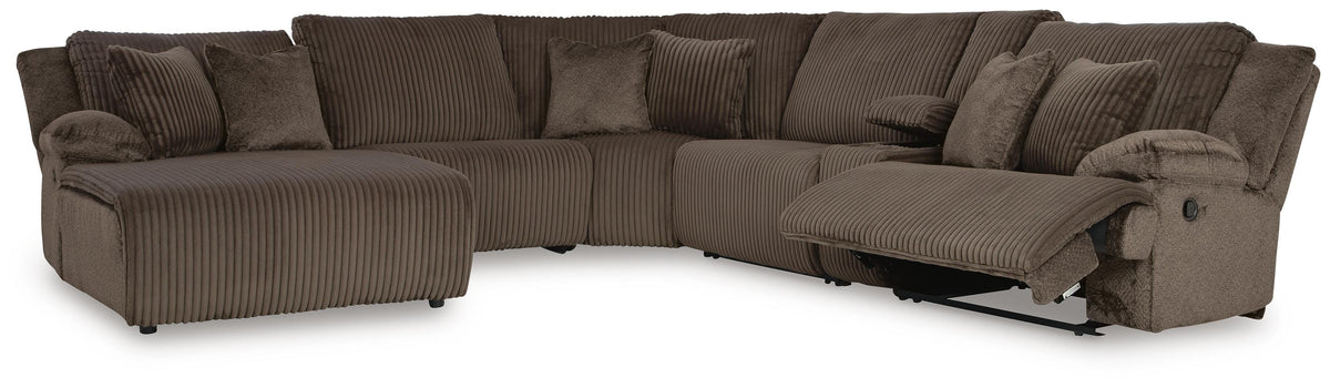 Top Tier 6-Piece Reclining Sectional with Chaise Velvet