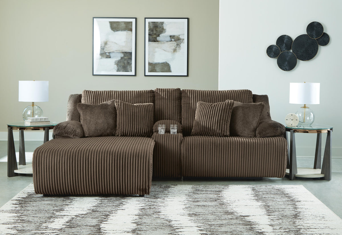 Top Tier 3-Piece Reclining Sectional Sofa with Chaise Velvet