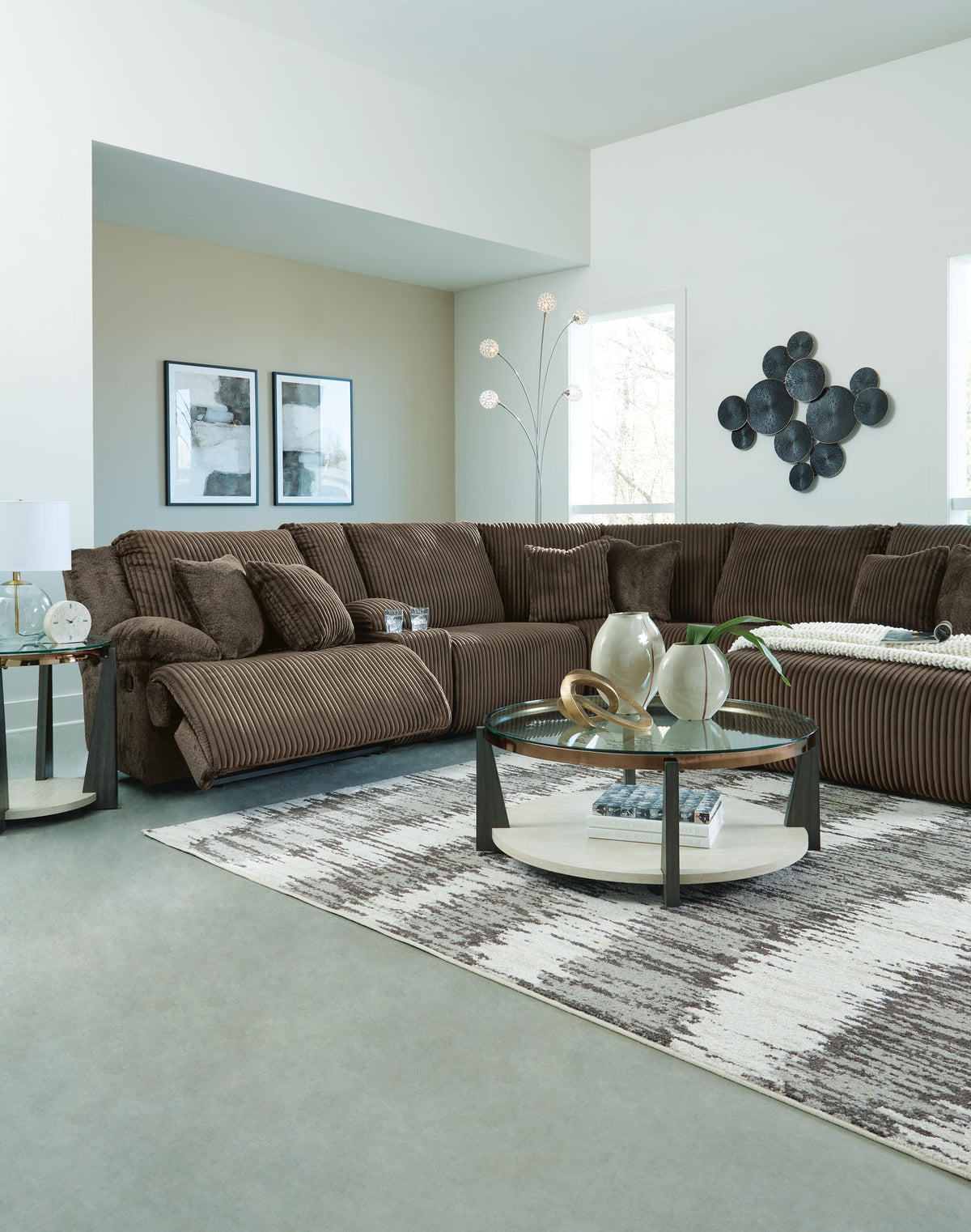 Top Tier 3-Piece Reclining Sofa Chaise Sectional Velvet